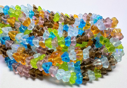 Bead Prairie Mix, 50 Czech Pressed Glass 8x6mm Cone Flower Beads with 1mm Hole *