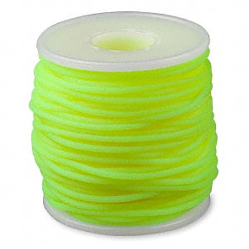 Cord, 82 Foot Spool Solid Rubber 2mm Round Florescent Yellow Beading Cord *