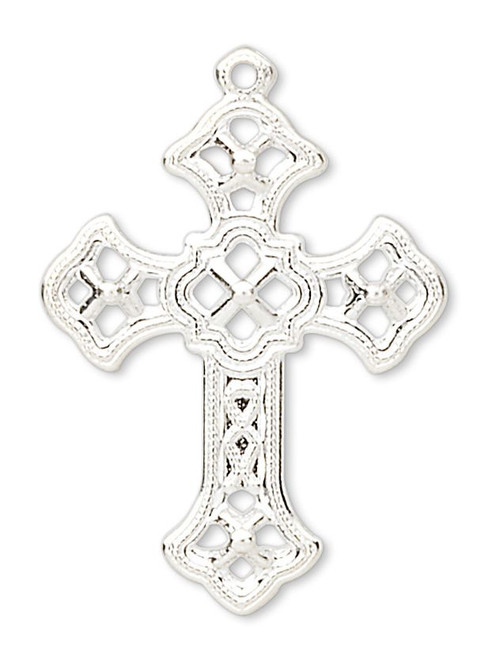 Drop, ,Charm, Cross, 50 Silver Plated Brass 24x18mm Filigree Cross Charms