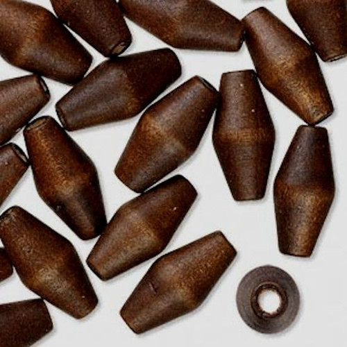 Bead, 25 Large Brown 24x12mm Hand-Cut Bicone Wood Wooden Beads with 3.5mm Hole