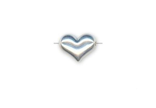 2 Sterling Silver 10x14x5mm Puffy Double Sided Heart Beads