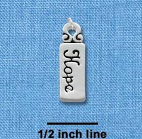 1 Silver Plated " Hope " 6x22mm Word Tag Charm with Jumpring *