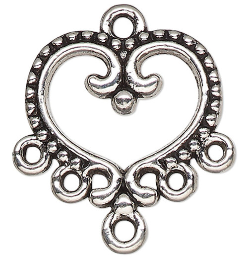 Drop, 10 Antiqued Silver 17x16mm Chandelier Filigree Heart Earring Finding