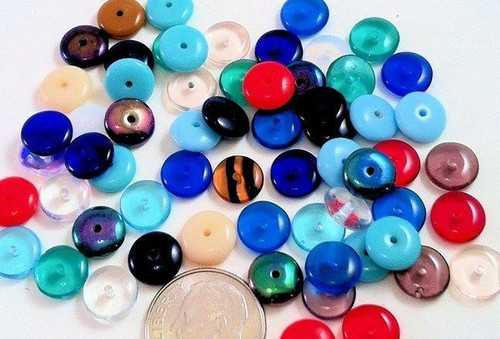 50 Czech Pressed Glass 8x3mm Rondelle Disk Spacer Beads MIX