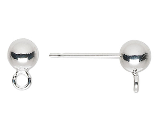500 Silver Plated Brass 4mm Ball Post Earstuds with Closed Loop Drop Earring