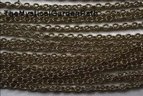 100" Antiqued Brass Finished Steel Fine Cable Bulk Chain  * 2x3mm Oval Links