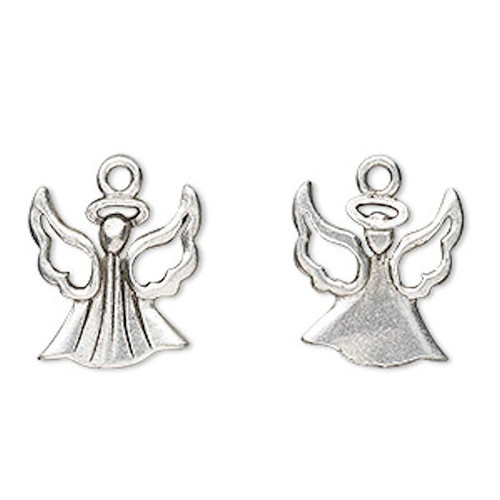 4 Antiqued Pewter Angel with Open Wings Charms  ~ 16x15mm
