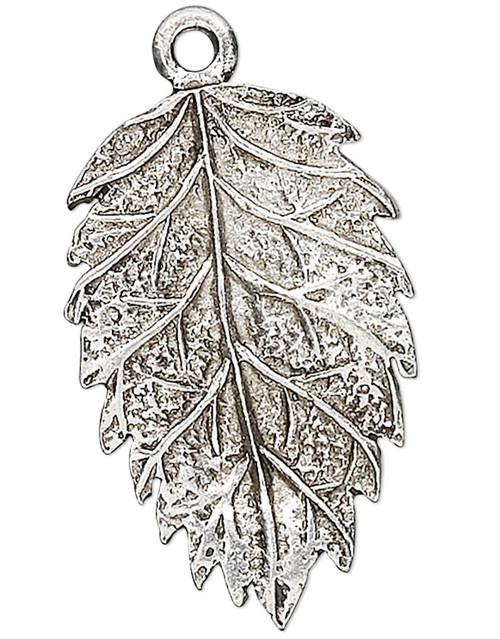 2 Antiqued Silver Plated Pewter Double Sided 23x15mm TanOak Leaf Charms