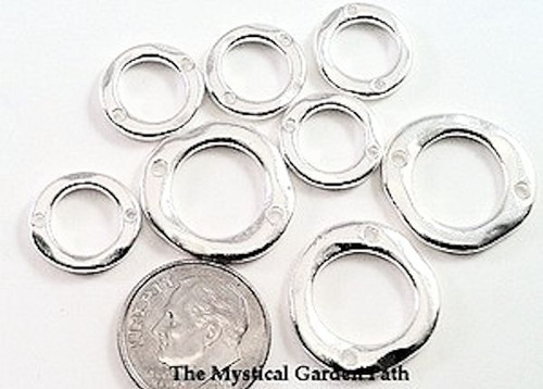 8 Silver Finished Pewter Linking Disc Donut Connectors ~ 13mm & 19mm *