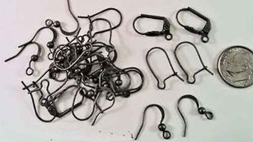 16 Pair Antiqued Gunmetal Plated Pewter Fishhook Kidney & Leverback Earring Mix*