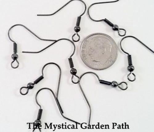 23 Pair Gunmetal Finished Fishhook Earwires with Coil & Ball  *