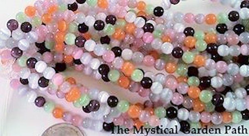 1 Strand(100) Cat's Eye Fiber Optic Glass  4mm Round Grade A Bead Mix *