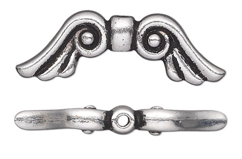 2 TierraCast Antiqued Silver Plated Pewter 21x7x3mm Angel Wing Beads