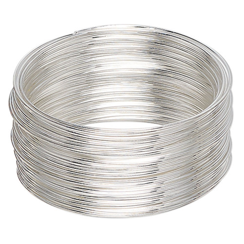 Silver Stainless Steel Memory Wire 2 1/4" Round Bracelets 1oz Package(50Loops)