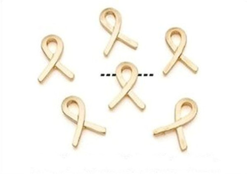 12 Gold Plated Pewter 11x15mm Ribbon Awareness Beads  *