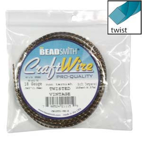 Wire, 8 Feet Non Tarnish Vintage Bronze 18 Gauge Twisted SQUARE Wrapping Wire