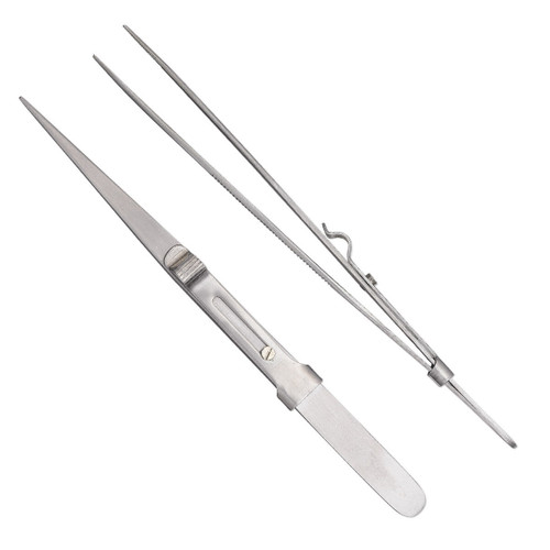 Tweezers, 1 Stainless Steel 6 Inches Long with Lock Adjustable Locking Tweezers