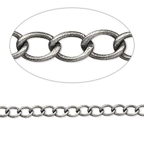 5 Feet Antiqued Silver Plated Brass Bulk Cable Chain with 5x3.5mm Links