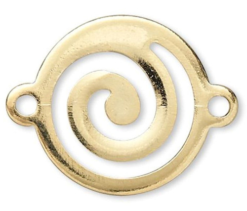 Link, 100 Gold Plated Brass Large 13mm Round Swirl 17x13mm Link Connectors