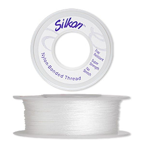 Thread, SILKON Bonded Nylon, #2 Medium Weight White Beading 20 Yard Spool