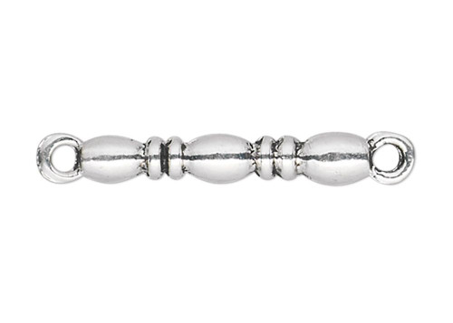 Link, 20 Antiqued Silver Plated Pewter Double Sided 3-Oval 17x3mm Bar Link Connectors