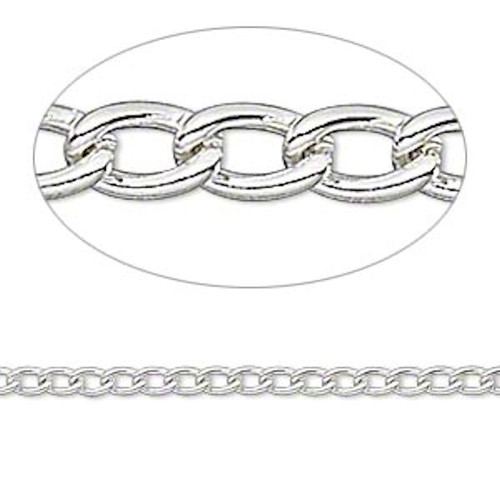 5 Feet Silver Plated Fine Curb Bulk Chain ~ 2.5x4mm Links