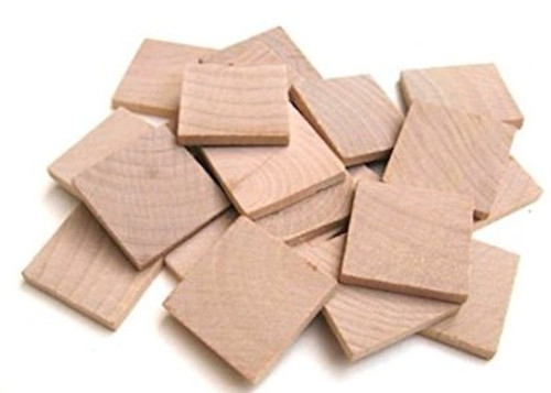 20 Wooden 1 1/4"x1 1/4" x1/8" Hardwood Straight Edge Square Tiles
