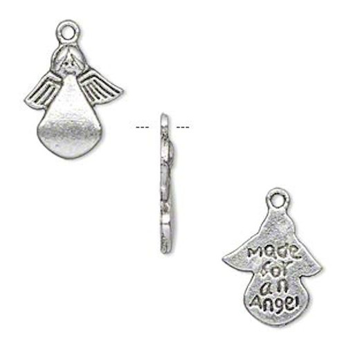 20 Antiqued Silver Pewter Angel Charms ~ 15x14mm " Made For An Angel "