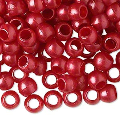 1000 Acrylic Opaque Pearl Berry Red 7x6mm Pony Beads with 4mm Hole    *