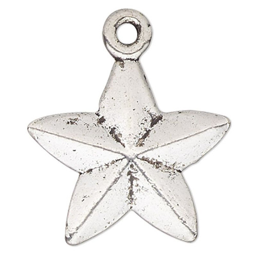 10 Antiqued Silver Plated Pewter 15x15mm Faceted Double Sided Star Charms