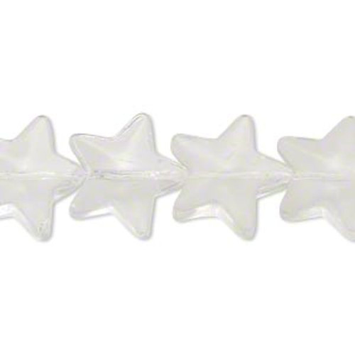 1 Strand Transparent Clear Lampwork Domed Star Beads  ~15x14mm-16x15mm  *