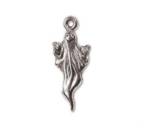 4 Antiqued Silver Plated Double-Sided 9x23mm Flowing Ghost Charms *