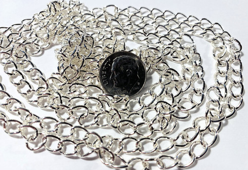 Chain, Bulk Cable, Silver Plated Medium Bulk Cable Chain with 8x5mm Links (5 Feet)*