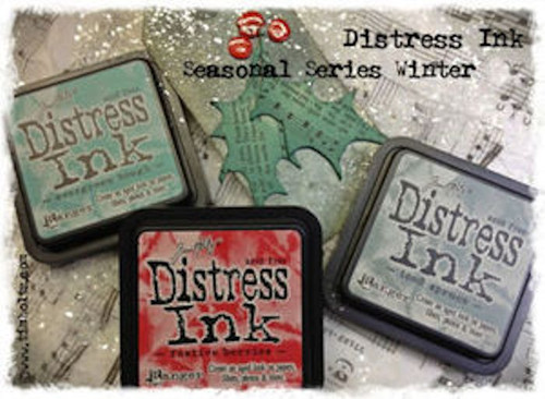 Set of 3 Tim Holtz WINTER Distress Ink Pads ~  Evergreen Bough, Festive Berries and Iced Spruce *