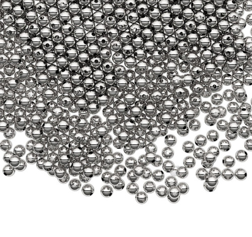 100 Sterling Silver 2mm Seamless-Look Round Beads with 0.6-0.8mm Hole