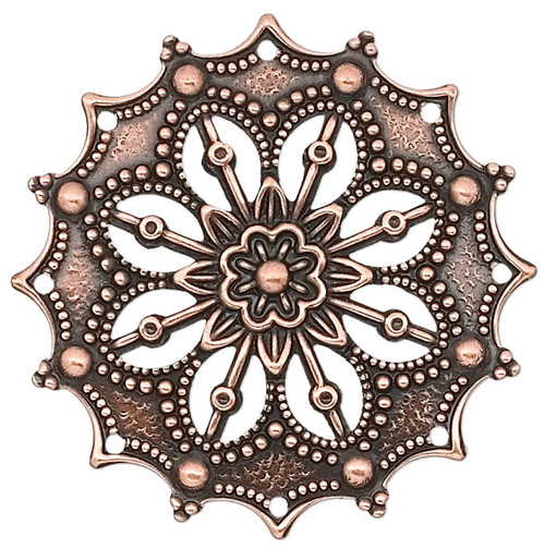 Focal, 10 Antique Copper Plated Brass 34x34mm Filigree Flower Connectors