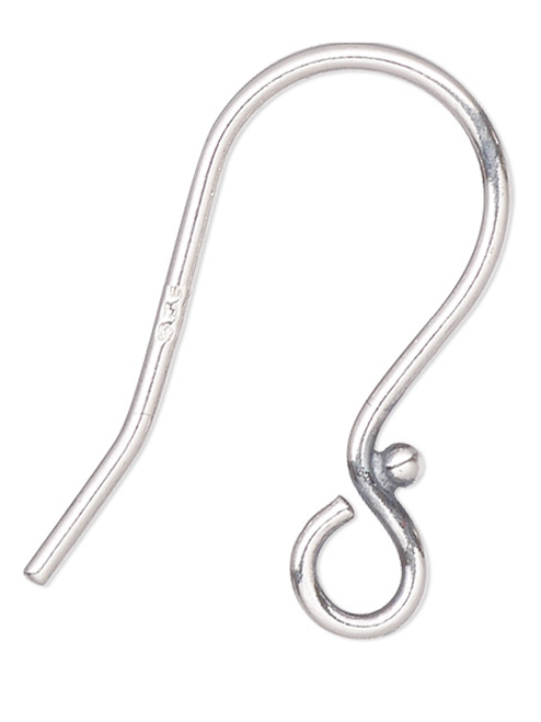 10 Pair Sterling Silver 18-20 Gauge 18mm Fishhook Earwires with 1.5mm Ball