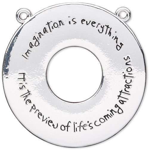2 Silver Plated Circle Pendants "Imagination is everything It's the Preview ..."  *