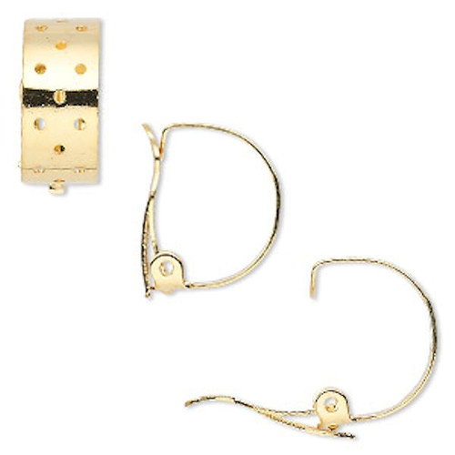 20 Gold Plated Brass & Steel 18x8mm Perforated Hoop Clip On Earrings