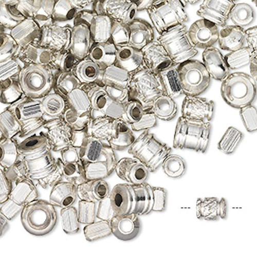 1/4 Pound(300-330 Beads) Silver Plated Brass Cube, Saucer, Tube & More Bead Mix*