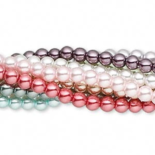 TEN 30" Strands Assorted Colors 4mm Round Glass Pearl Beads with 0.5-0.7mm Hole `