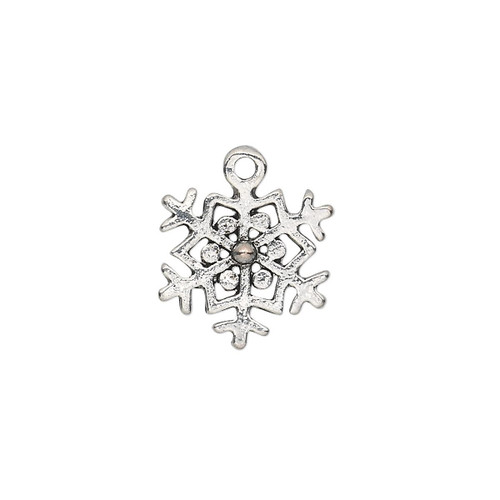 20 Antiqued Silver Plated Pewter  15x14mm SNOWFLAKE Charms