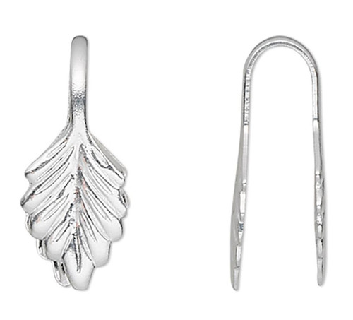 Bail, Fold-over, 100 Silver Plated Brass Fold Over & Glue on Pendant Leaf Bails with 14mm Grip Length