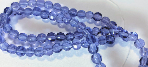 1 Strand(67) Violet Purple 6mm Tumbled Faceted Round Glass Beads w/ 0.8mm Hole*