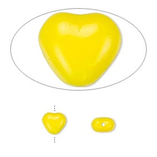 Bead, 1 Strand(65) Opaque Yellow Czech Pressed Glass 6mm Heart Beads w/ 0.8-1mm Hole *