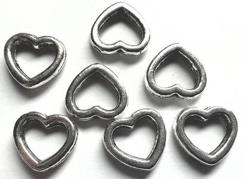 Link, 50 Antiqued Silver Plated Pewter 10x9mm Open Heart Link Connectors  *