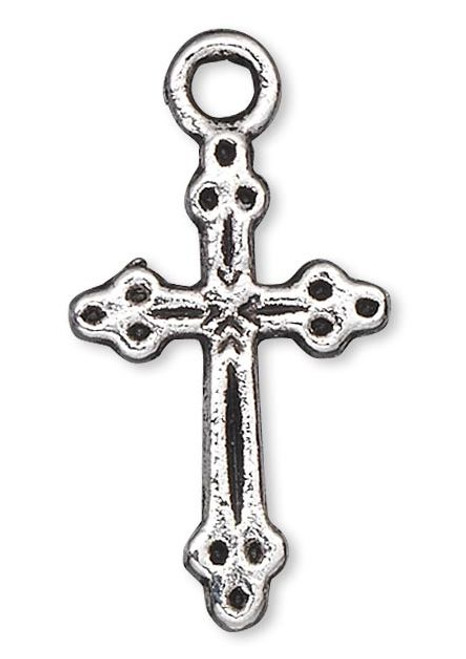 Charm, Cross, 10 Antiqued Silver Plated Pewter 18x11mm Double Sided Cross Charms