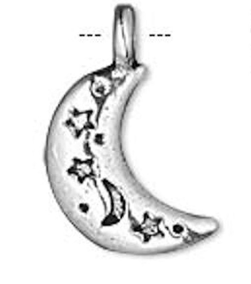 20 Antiqued Silver Plated Pewter 15x11mm Crescent Moon Charms