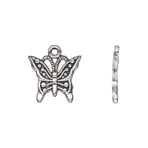 20 Antiqued Silver Plated Pewter 16x13mm BUTTERFLY Charms