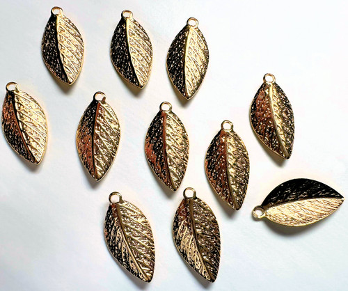 Charm, Leaf, 144 Gold Plated Brass 8x15mm Leaves Curved Leaf Drop Charms